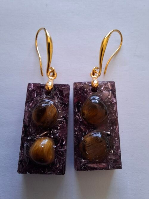 Modelo 28 Luz Orgonite. Pendientes en Formato Rectangular M.